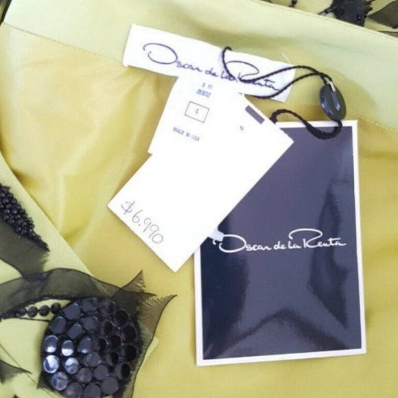 *$7,000 OSCAR DE LA RENTA EXQUISITE GREEN SILK BEAD LEAF RUNWAY COAT 4 - Picture 10 of 13